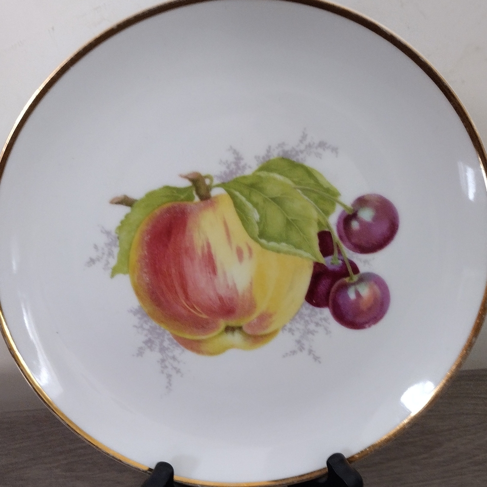 Haviland Bavaria Germany Fruit Design Plate with Gold Trim